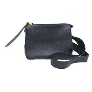 Burberry Check Shoulder Bag Black Leather Canvas Crossbody